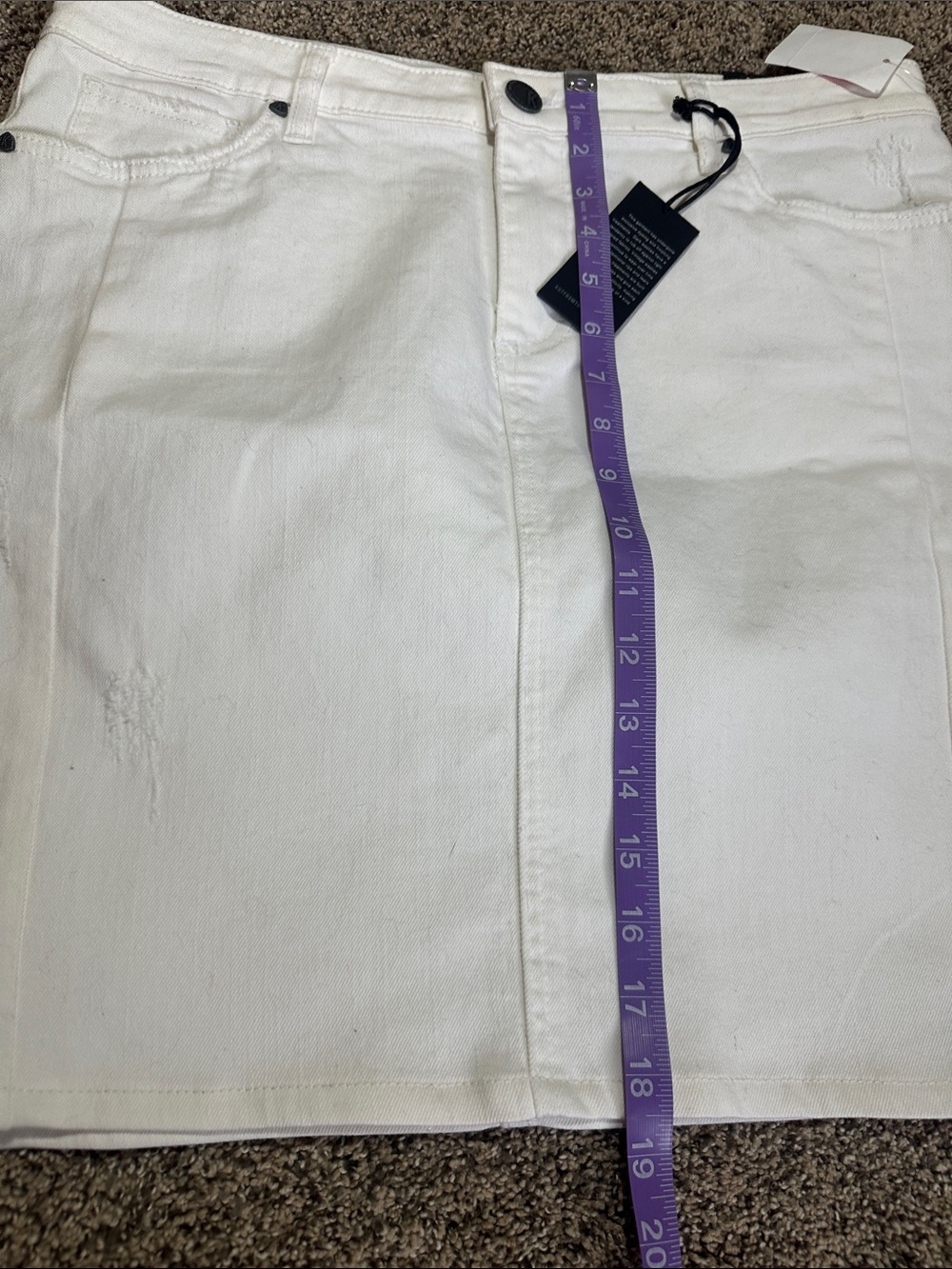 Kut from the Kloth White Denim Mini Skirt with Front Pockets - Picture 8 of 10